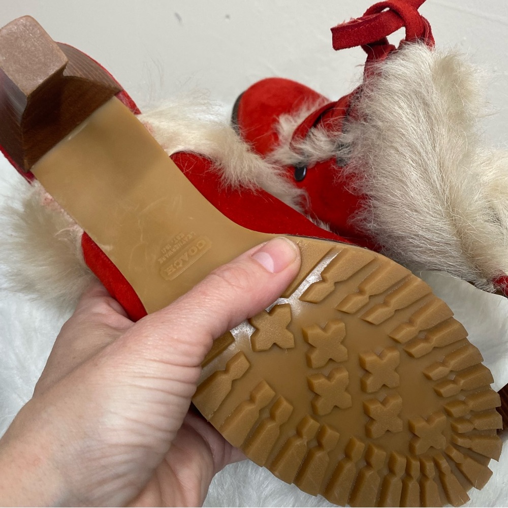 {EUC} Coach Kristy Suede And Faux Fur Mules Heels Shoes Italy 8.5 - Picture 8 of 11